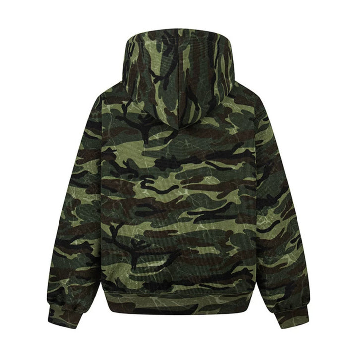 Unisex hooded sweat jacket in camouflage design with full-length zipper Mune Fashion