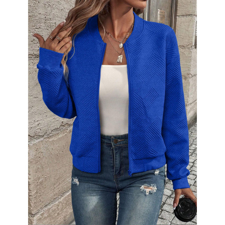 Women's structured knit bomber jacket with full zip and ribbed cuffs Mune Fashion