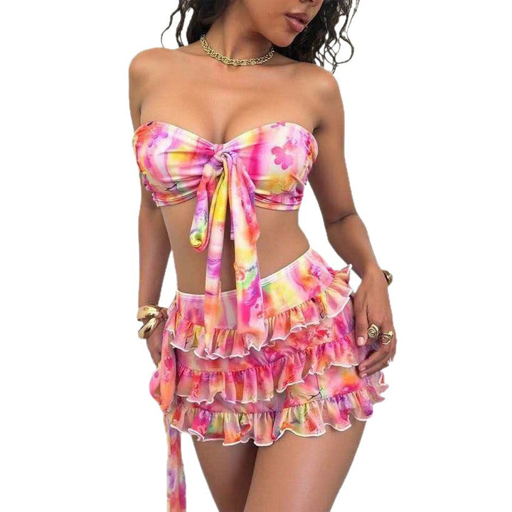 Women's bandeau bikini set with ruffles and wrap Mune Fashion