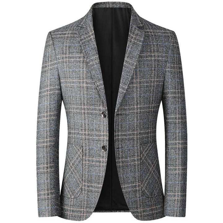 Men's Modern Checkered Pattern Blazer in Heritage Look with Notched Lapel Mune Fashion