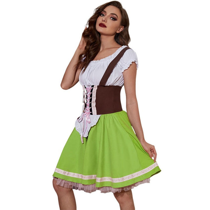 Ladies' Trachten festive dress with figure-hugging corset lacing, gathered Carmen blouse, and multi-layered flared skirt Mune Fashion