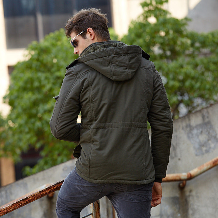 Men's Robustly Crafted Field Jacket with Hood Drawstring and Multi-Pockets Mune Fashion
