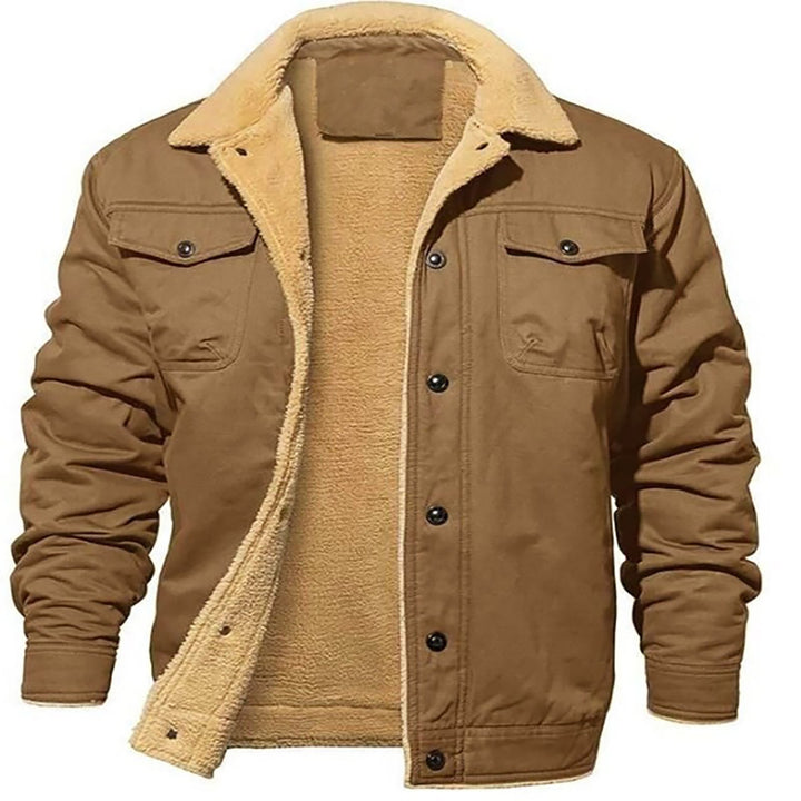 Men's padded sherpa canvas jacket with button placket and chest pockets Mune Fashion