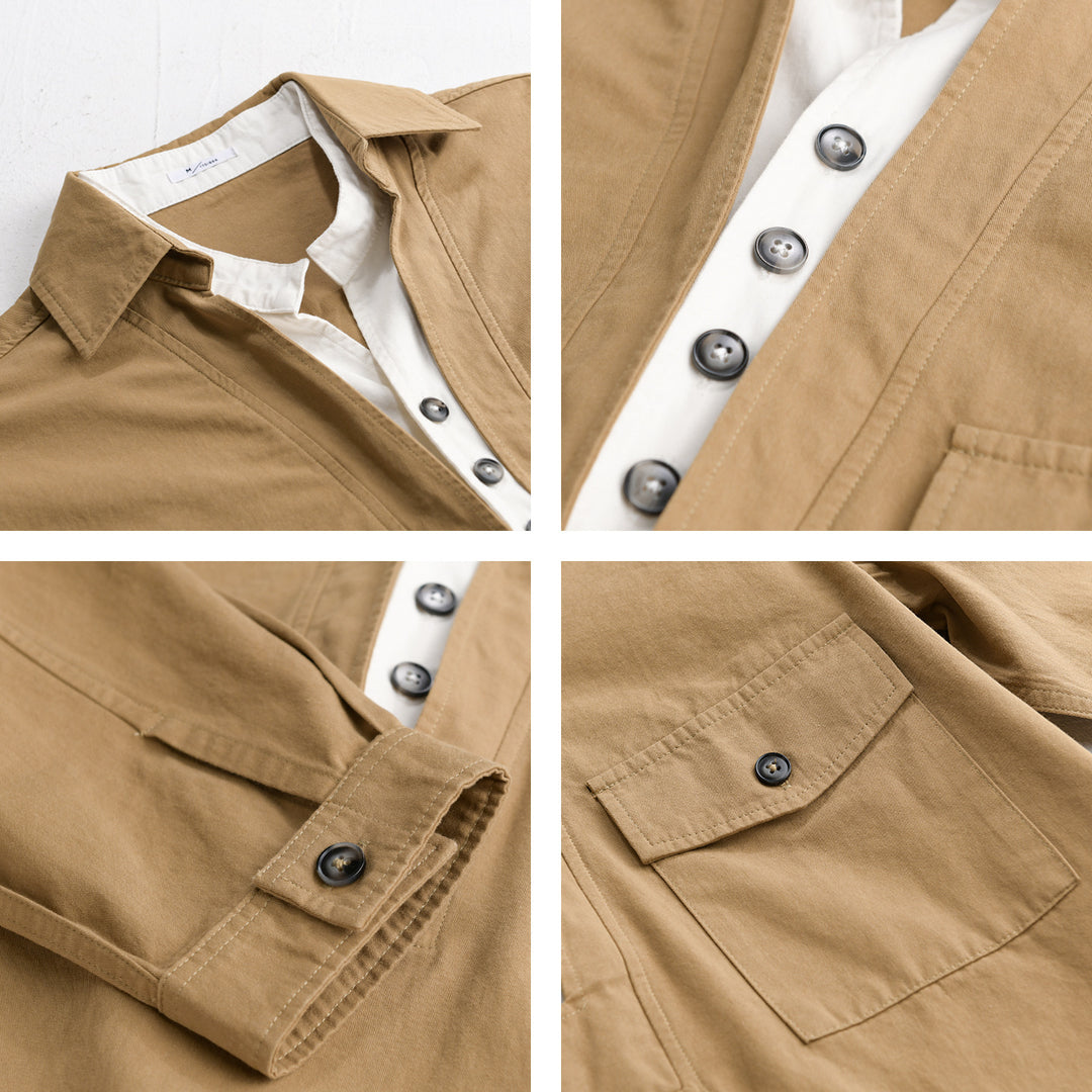 Men's overshirt with half-button placket and patch chest pocket Mune Fashion