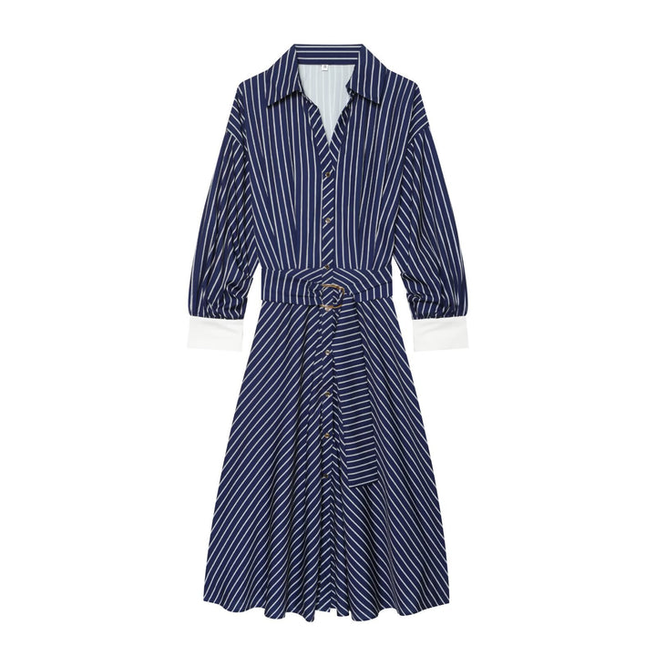 Women's shirt dress with waist belt and contrasting cuffs Mune Fashion