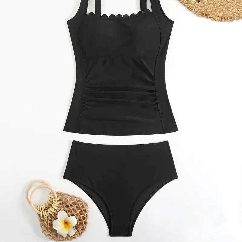 Ladies Ruching Swimsuit with Elegant Neckline Mune Fashion