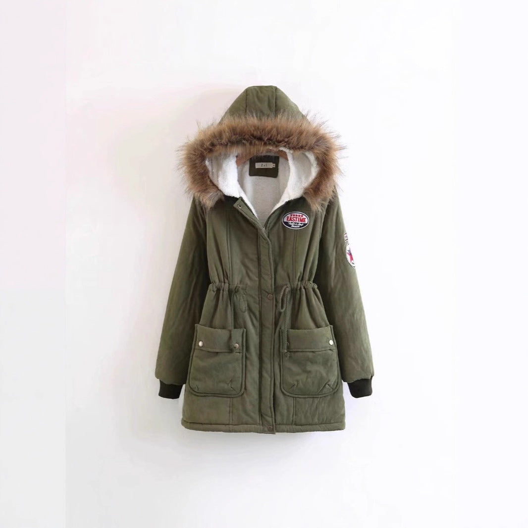 Women's Long Utility Parka with Teddy Lining, Hood with Faux Fur and Drawstring Mune Fashion