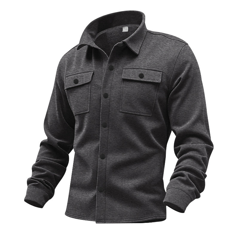Men's sturdy wool fleece overshirt jacket with patch breast pockets and snap button placket Mune Fashion