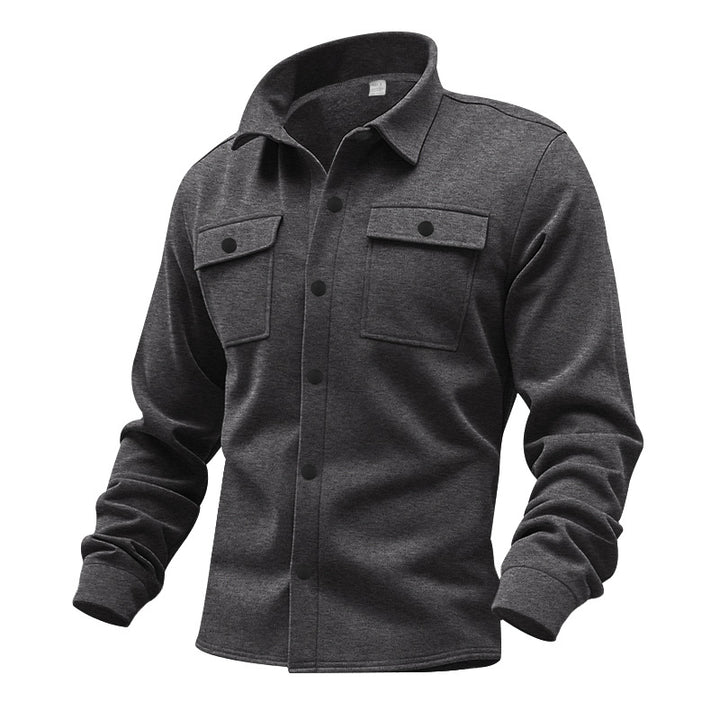 Men's sturdy wool fleece overshirt jacket with patch breast pockets and snap button placket Mune Fashion