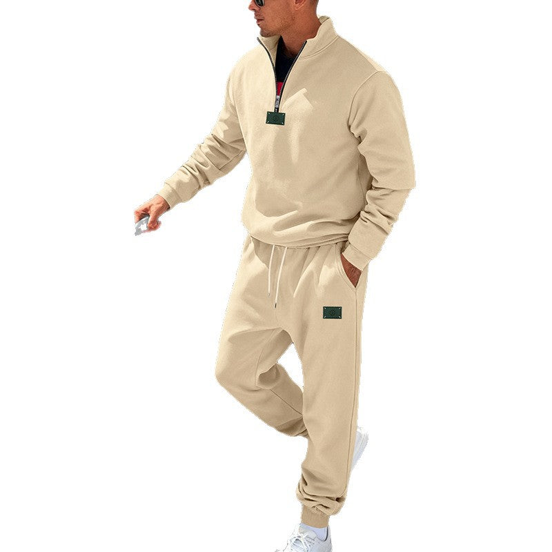 Men's comfortable half-zip sweat set with tapered joggers and elastic drawstring Mune Fashion