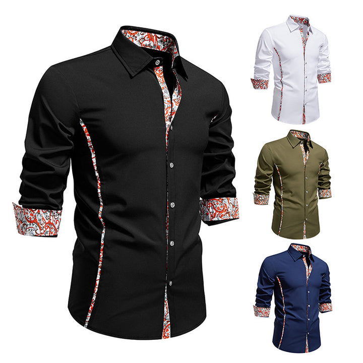 Men's Elegant Fitted Business Shirt with Contrasted Interior Placket and Paisley Detail Mune Fashion