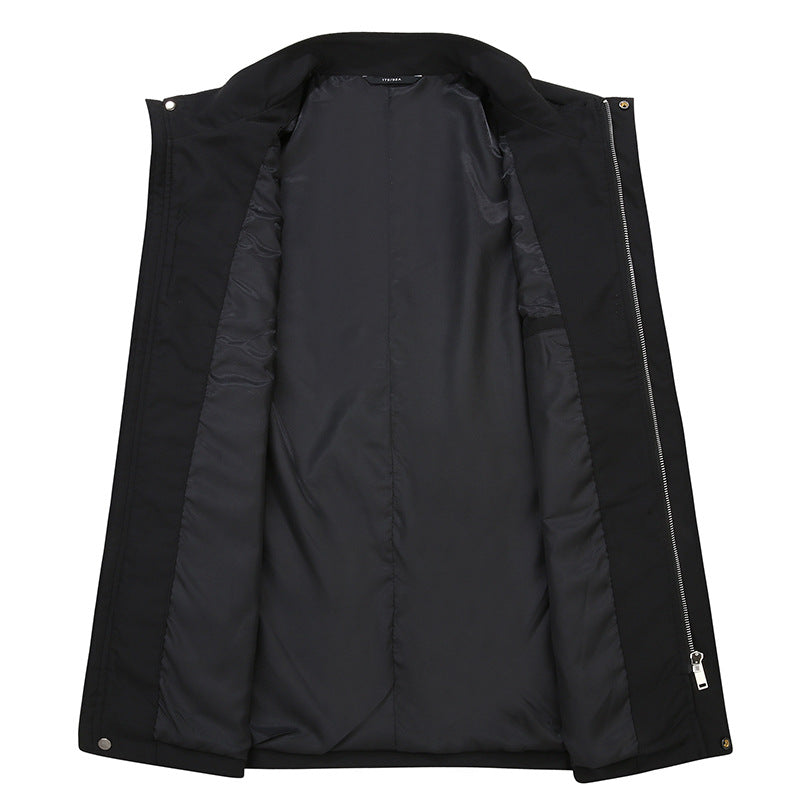 Men's Lightweight Water-Repellent Short Coat with Stand-Up Collar and Concealed Zipper Mune Fashion
