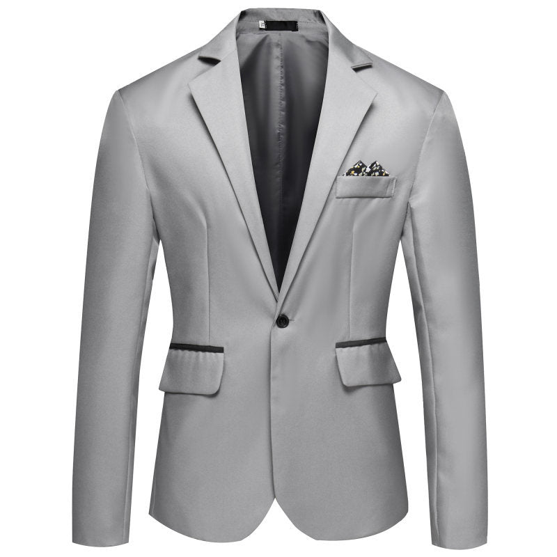 Men's Slim-Fit Tuxedo Jacket with Single-Button Closure and Contrast Flap Pockets Mune Fashion