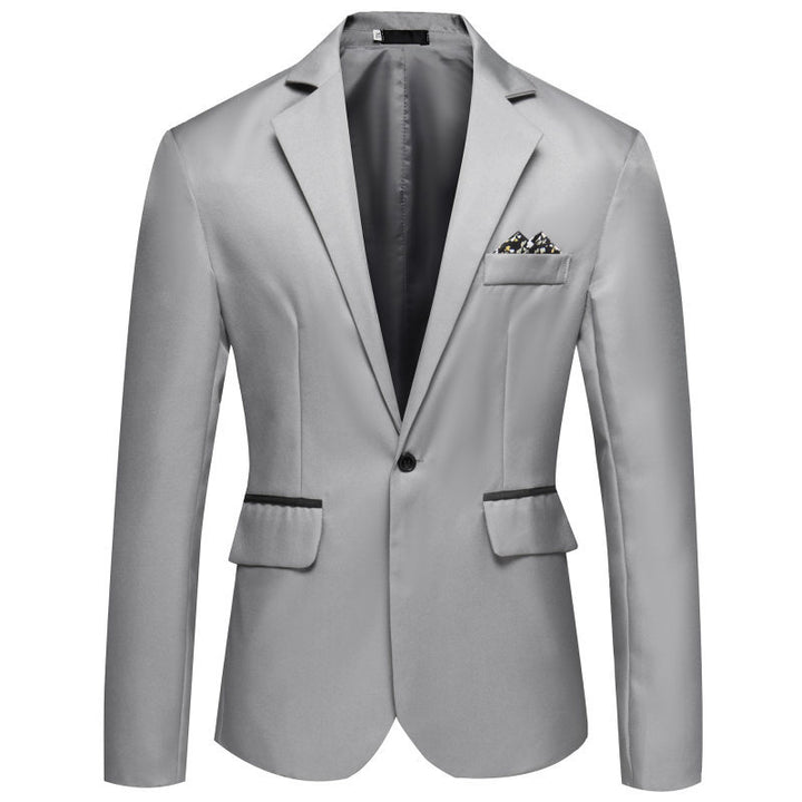 Men's Slim-Fit Tuxedo Jacket with Single-Button Closure and Contrast Flap Pockets Mune Fashion