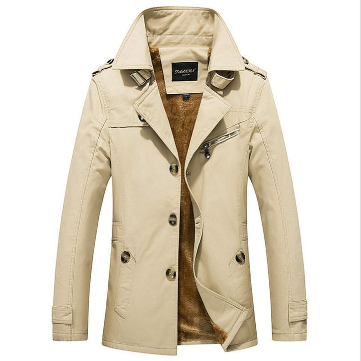Men's trench coat with warming teddy lining and high closing stand-up collar Mune Fashion