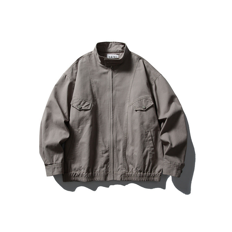 Men's Boxy Field Blouson with Stand-up Collar, Front Zip and Flap Pockets Mune Fashion