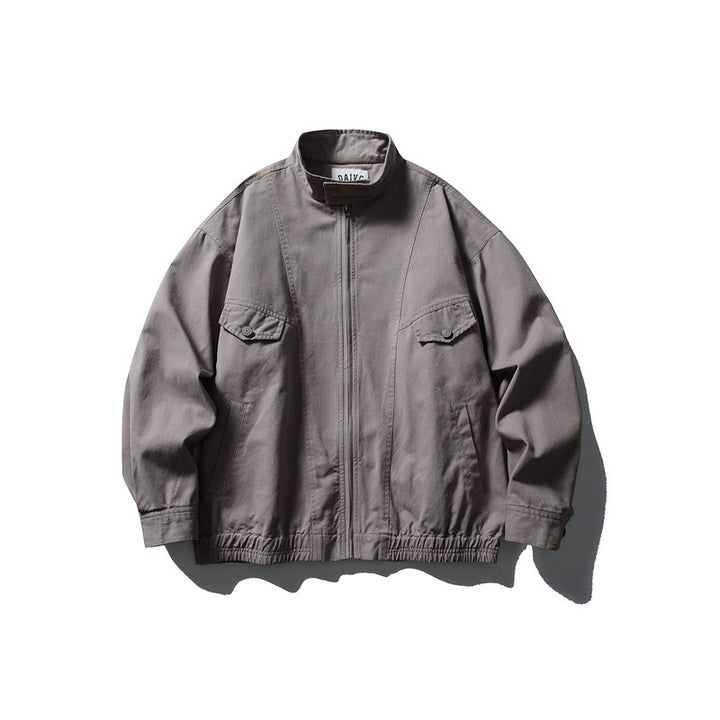 Men's Boxy Field Blouson with Stand-up Collar, Front Zip and Flap Pockets Mune Fashion