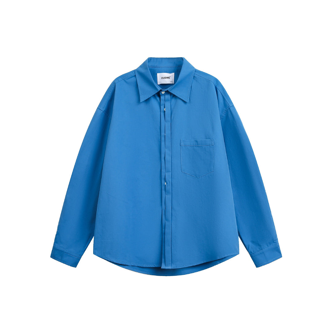 Men's Wide Oversized Cotton Shirt with Concealed Button Placket and Chest Pocket Mune Fashion
