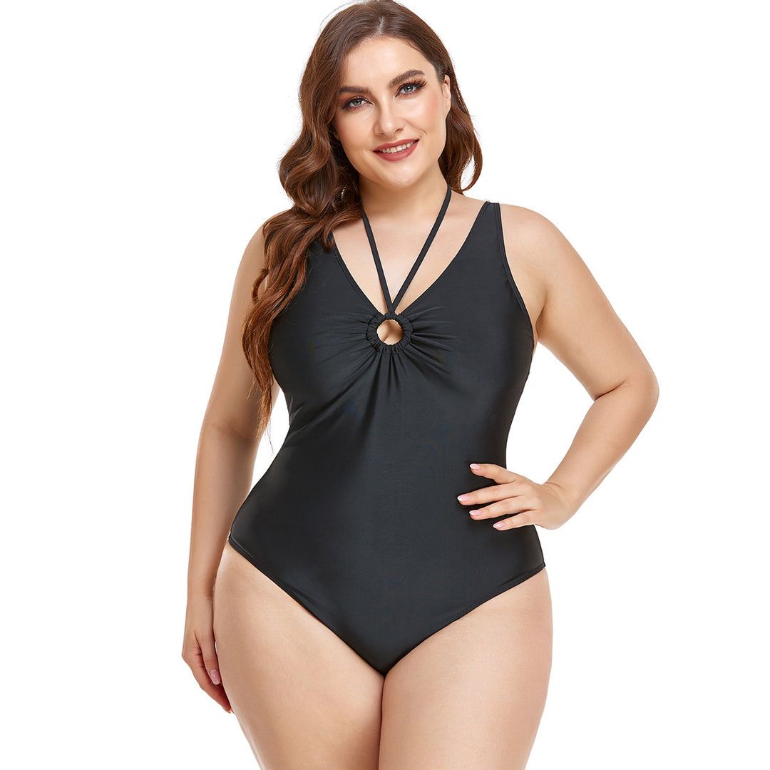 Women Elegant High-Cut One-Piece Swimsuit with Fashionable Ring Detail Mune Fashion