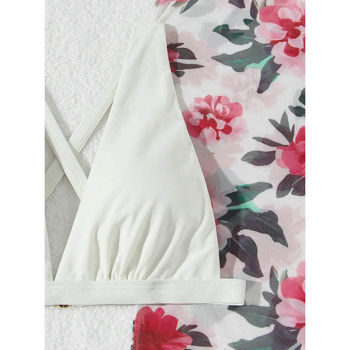 Women's bikini set with floral wrap skirt and elastic straps Mune Fashion