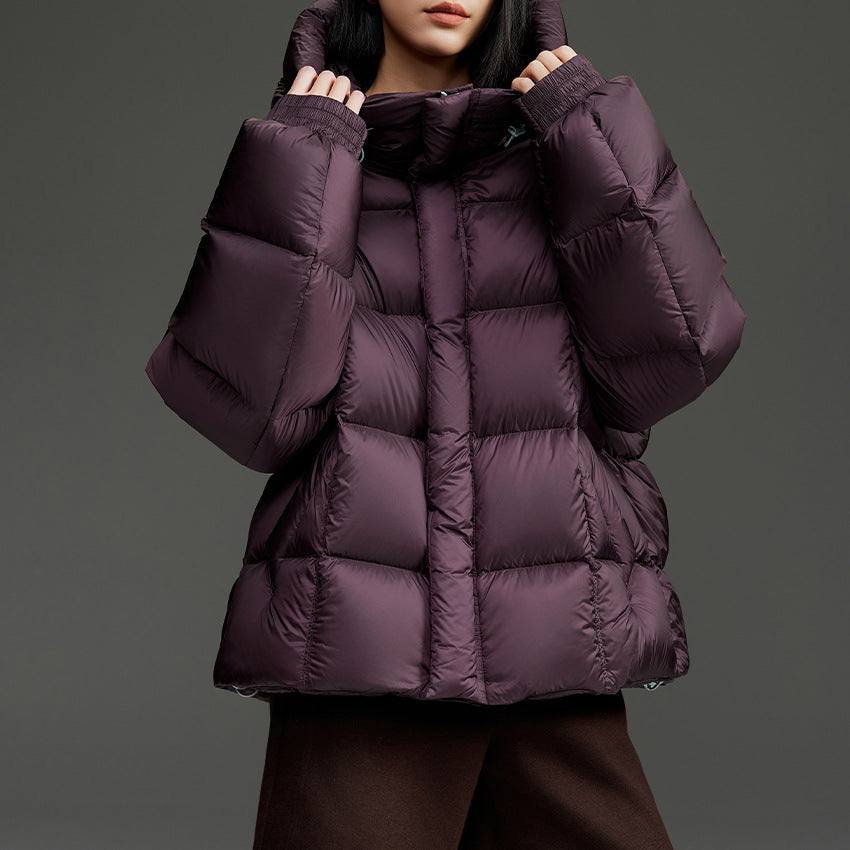 Women Short Quilted Down Jacket with Hood Mune Fashion