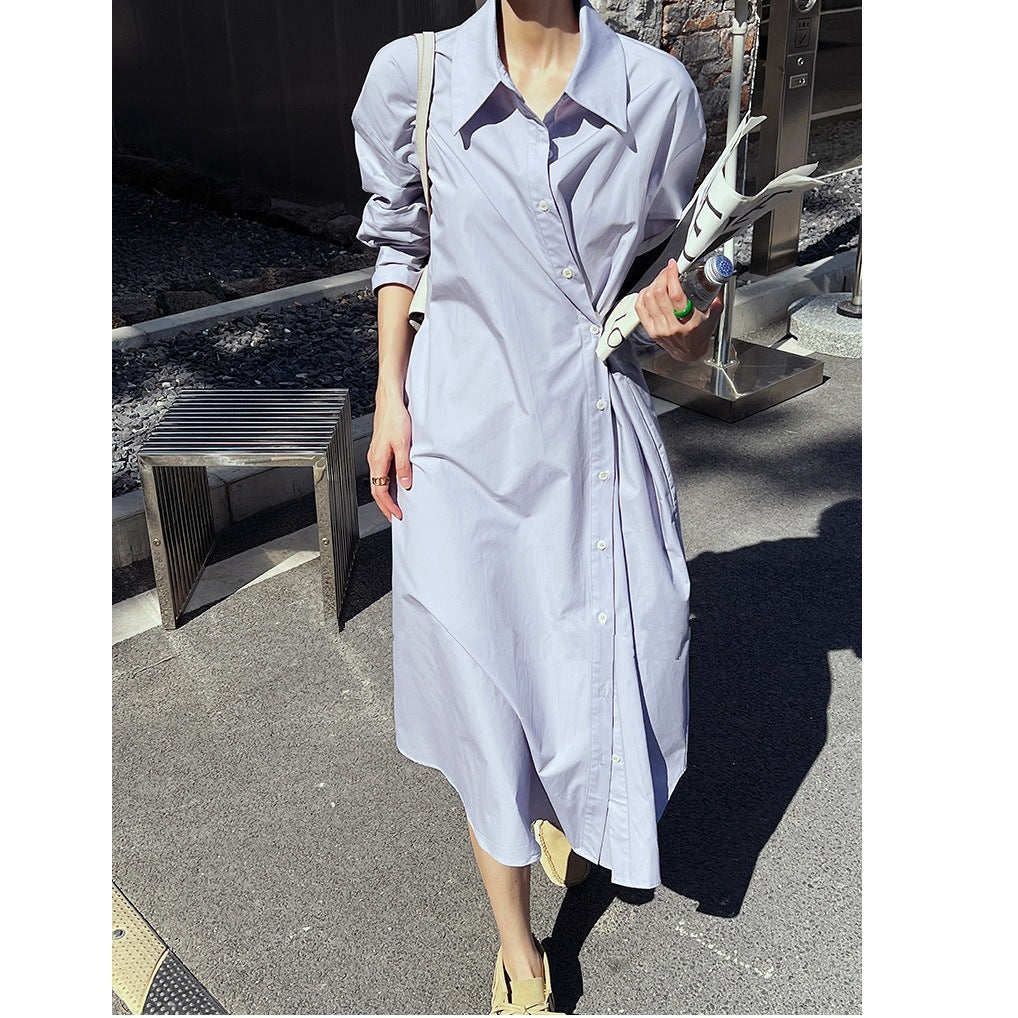 Women's shirt dress made of cotton poplin with asymmetric wrap detail Mune Fashion