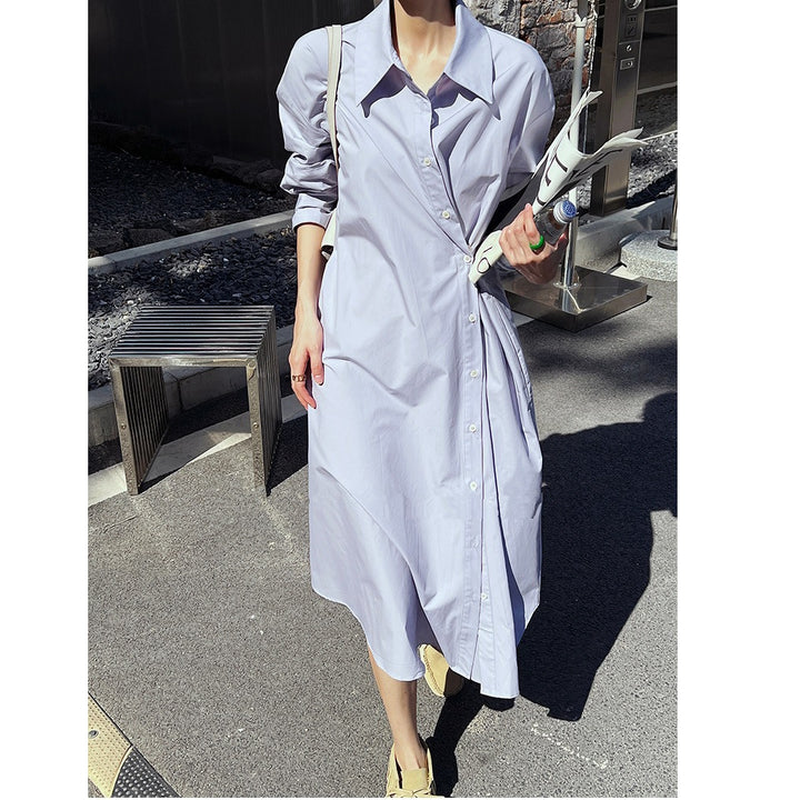 Women's shirt dress made of cotton poplin with asymmetric wrap detail Mune Fashion