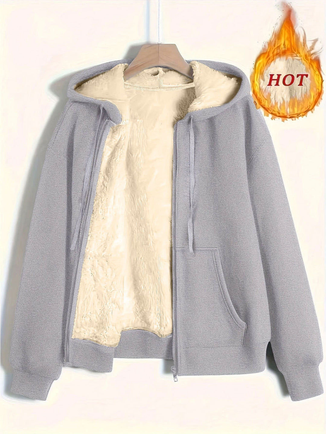 Ladies Cozy Fleece Jacket with Zipper and Hood Mune