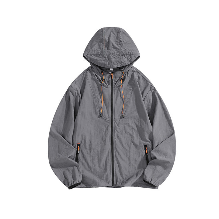 Men's Lightweight Outdoor Jacket with Hood and Practical Zipper Pockets Mune Fashion