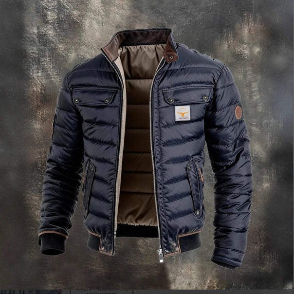Men's quilted jacket with stand-up collar, padded thermal lining and chest pockets Mune Fashion