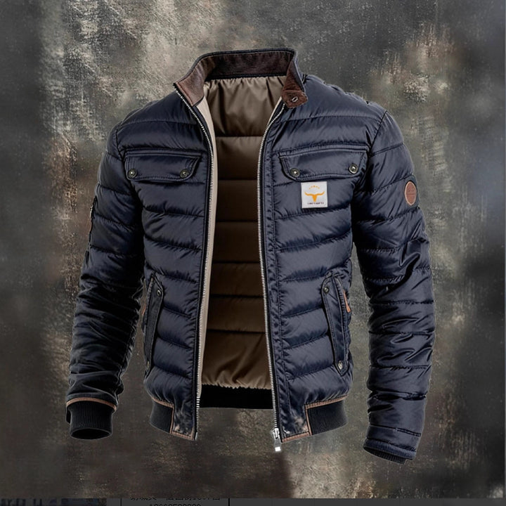 Men's quilted jacket with stand-up collar, padded thermal lining and chest pockets Mune Fashion