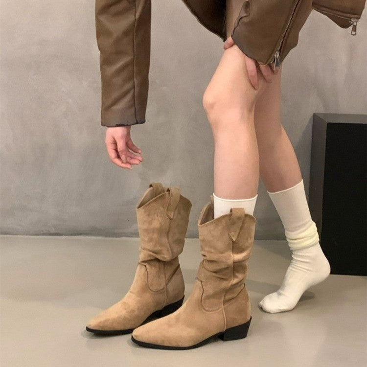 Women Stylish Suede Ankle Boots Mune Fashion