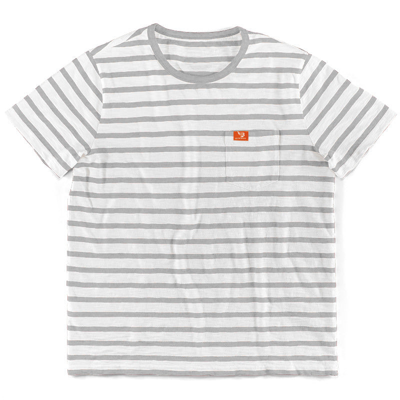 Men's nautical inspired striped T-shirt with chest pocket and slub jersey Mune Fashion