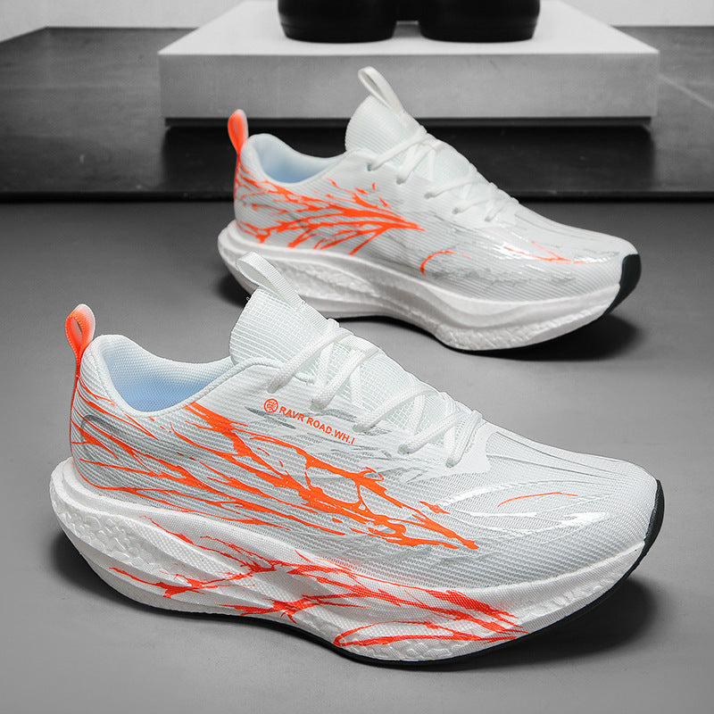 Unisex lightweight performance running shoes with knitted upper, reactive hollow core midsole, and dynamic graphic print Mune Fashion