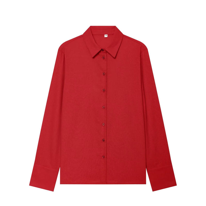Ladies Oversized Silk Effect Blouse with Kent Collar and Cuffs Mune Fashion