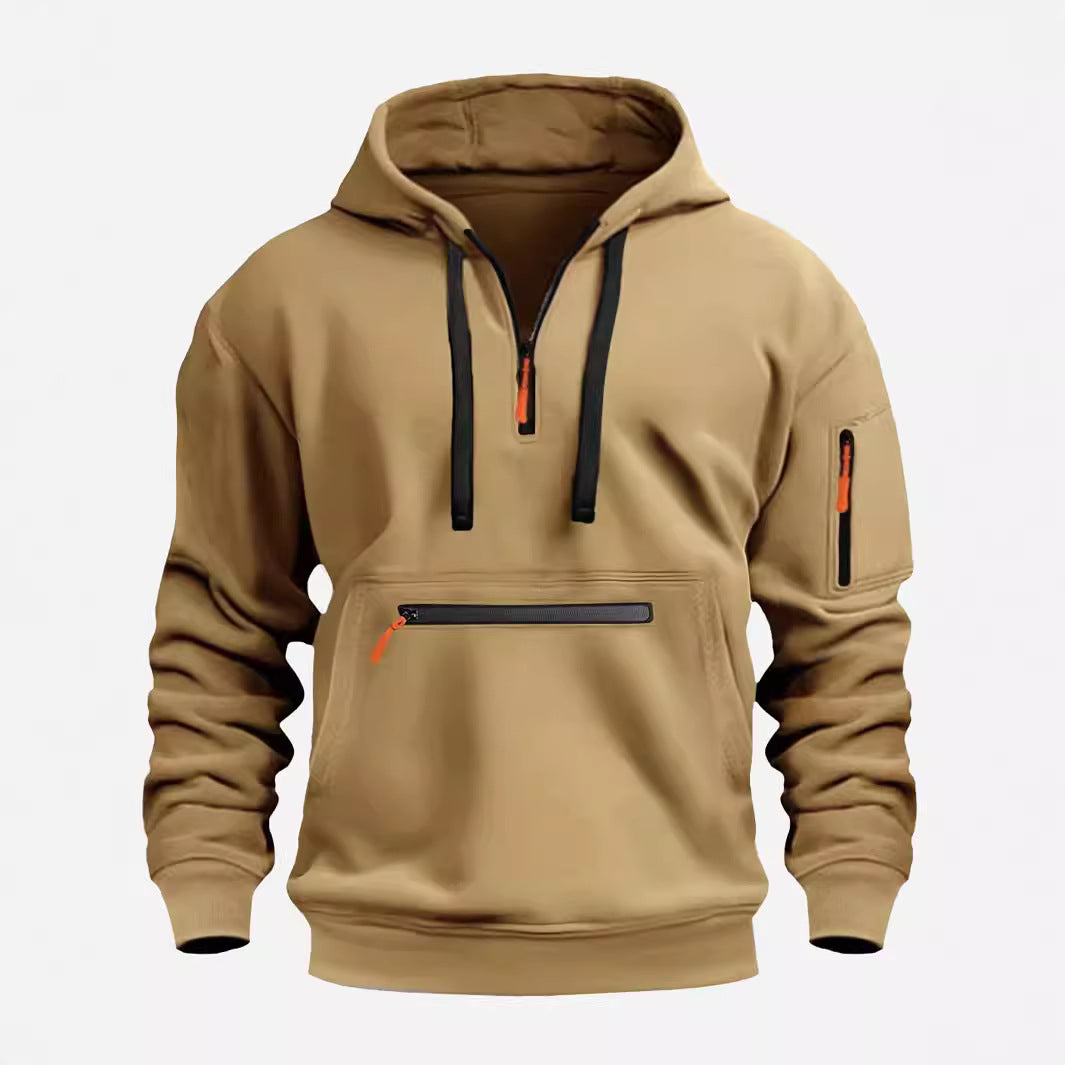 Men's nan technical half-zip hoodie with front zip pocket and sleeve pocket Mune Fashion