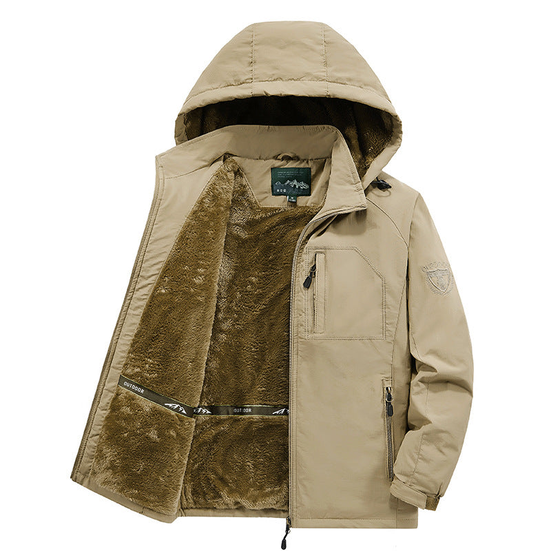 Men's nan windproof thermal jacket with cozy faux fur lining, hood, and multifunctional zip pockets Mune Fashion
