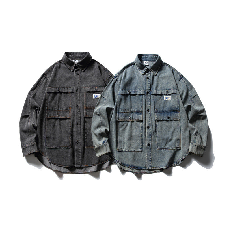 Unisex Oversized Denim Chore Jacket in boxy cut with large flap pockets Mune Fashion
