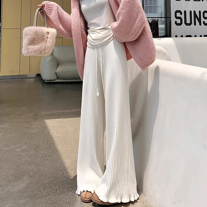 Women Wide Cut Rib-Knit Pants Mune Fashion