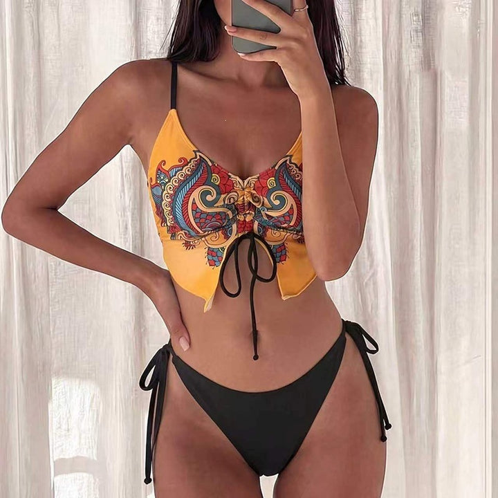 Women Crop Top Bikini with eye-catching print and sophisticated lacing details Mune Fashion