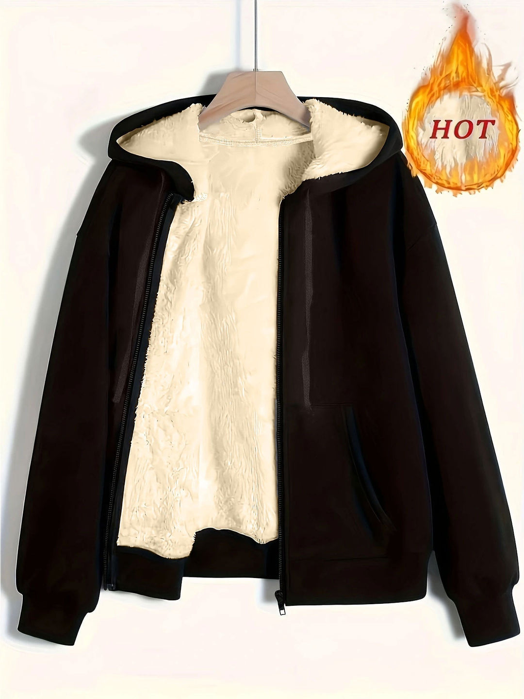 Ladies Cozy Fleece Jacket with Zipper and Hood Mune