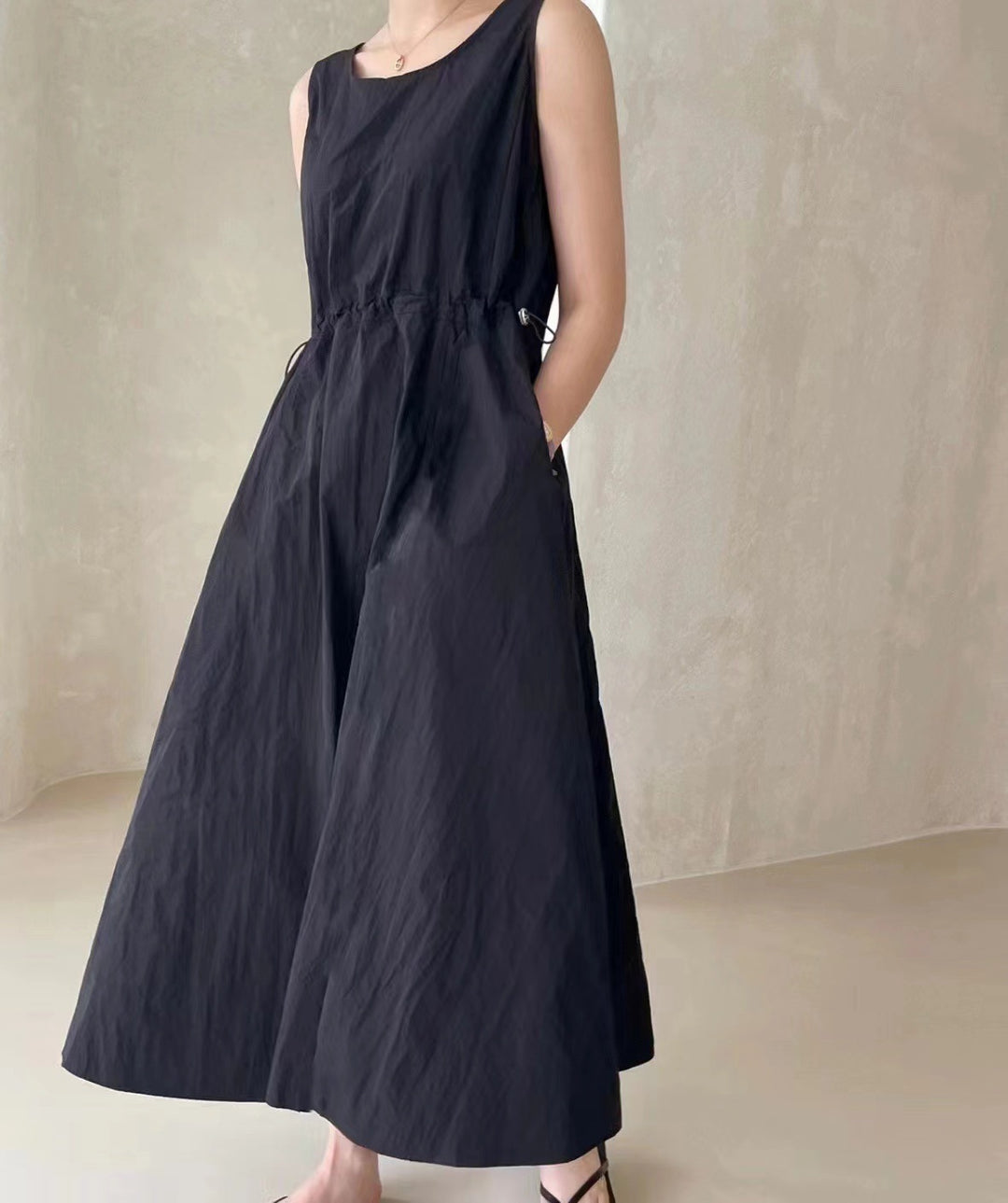 Women Boxy-Cropped Shirt Jacket and High-Waist A-Line Midi Skirt Set made of Crinkle Cotton Blend Mune Fashion