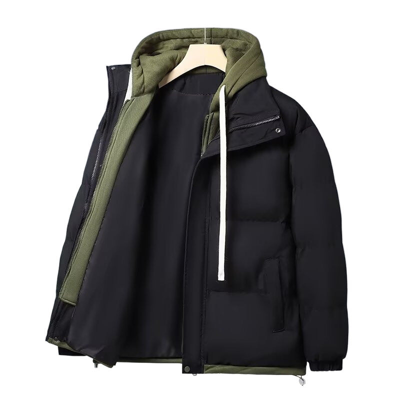 Unisex Padded Hooded Winter Jacket with Contrasting Lining and Drawstring Mune Fashion