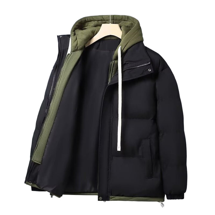 Unisex Padded Hooded Winter Jacket with Contrasting Lining and Drawstring Mune Fashion