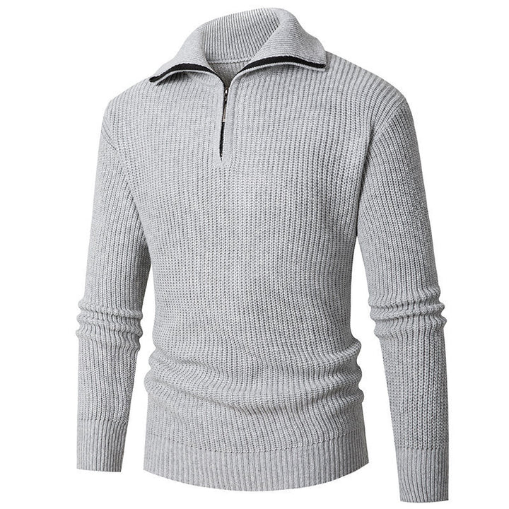 Men's coarse structure half-zip mock neck pullover made of thermoregulating cotton blend Mune Fashion