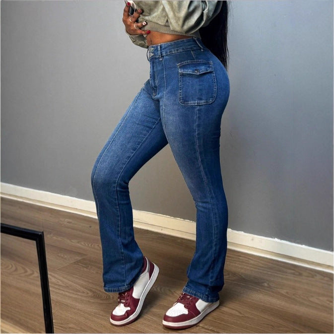 Women's high-waisted flare jeans with vertical seam & figure-flattering fit Mune Fashion