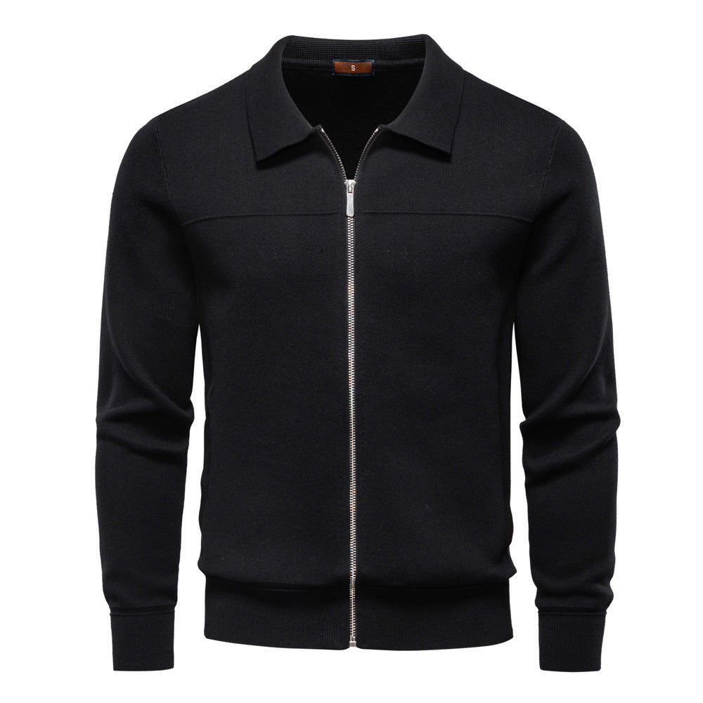 Men's fine knit zip jacket with kent collar and ribbed cuffs Mune Fashion