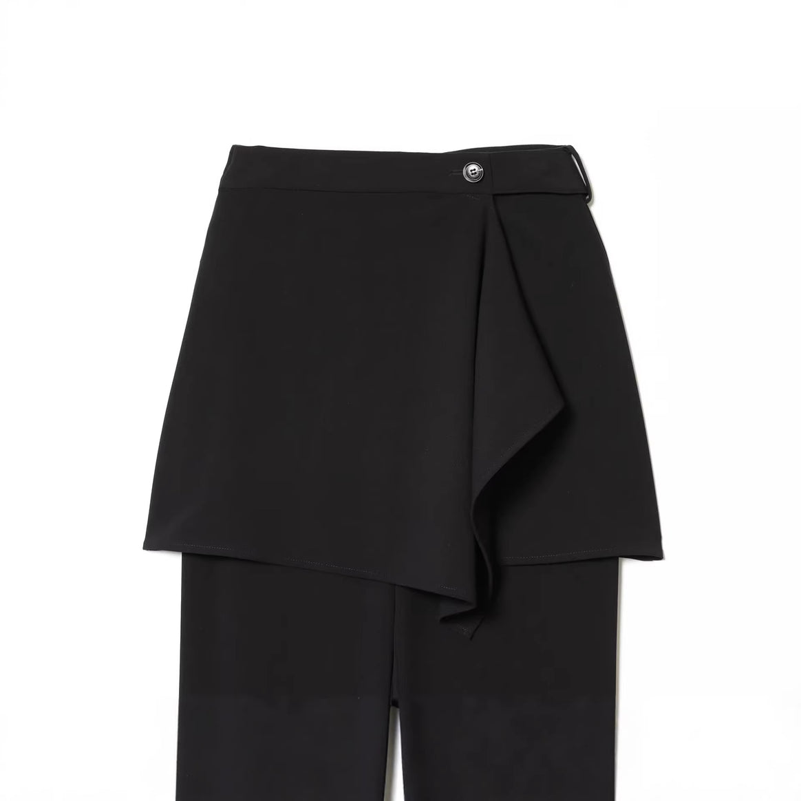 Women's Wide High-Waist Pants with Asymmetrical Wrap Skirt Overlay Mune Fashion