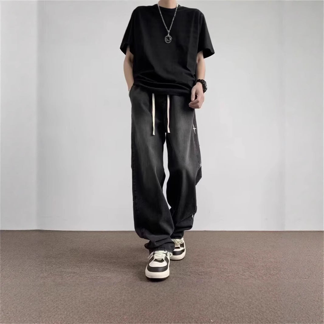 Women's Wide-Cut Jeans with Unique Mune Fashion Design
