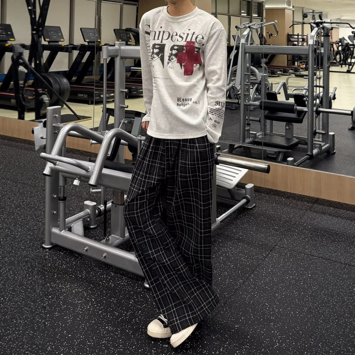 Men's Casual Carrot Pants with Creative Plaid Pattern Mune Fashion